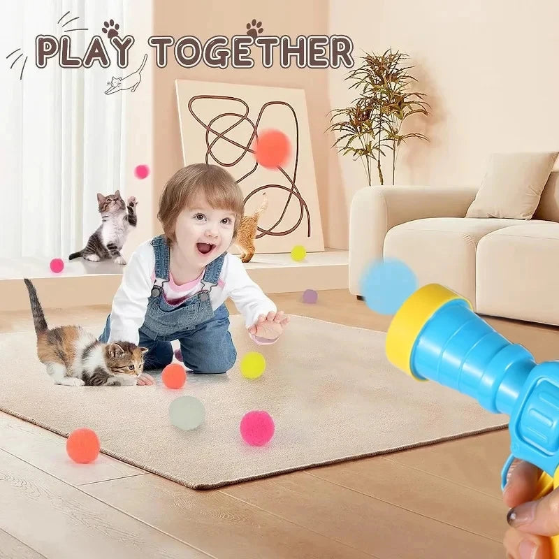 Interactive Plush Ball Cat Toy with Mini Shooting Gun