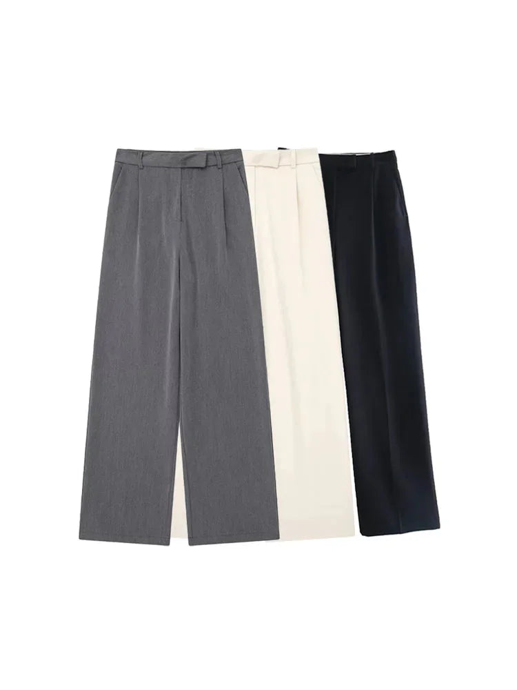 Chic High Waist Zipper Straight Pants for Vintage Style