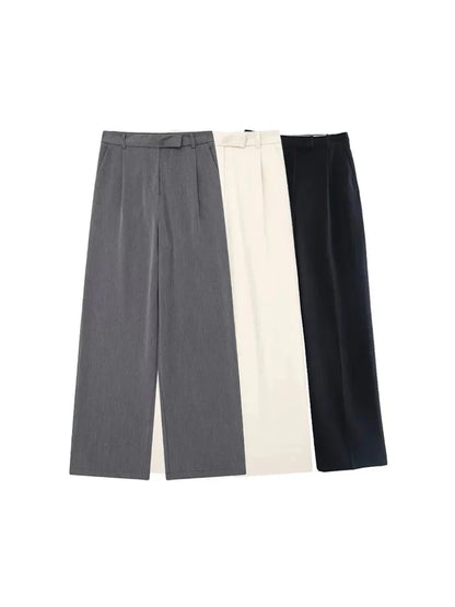 Chic High Waist Zipper Straight Pants for Vintage Style