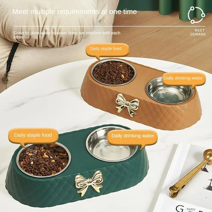 HookUpCo. Stylish Double Cat Dog Food Bowl