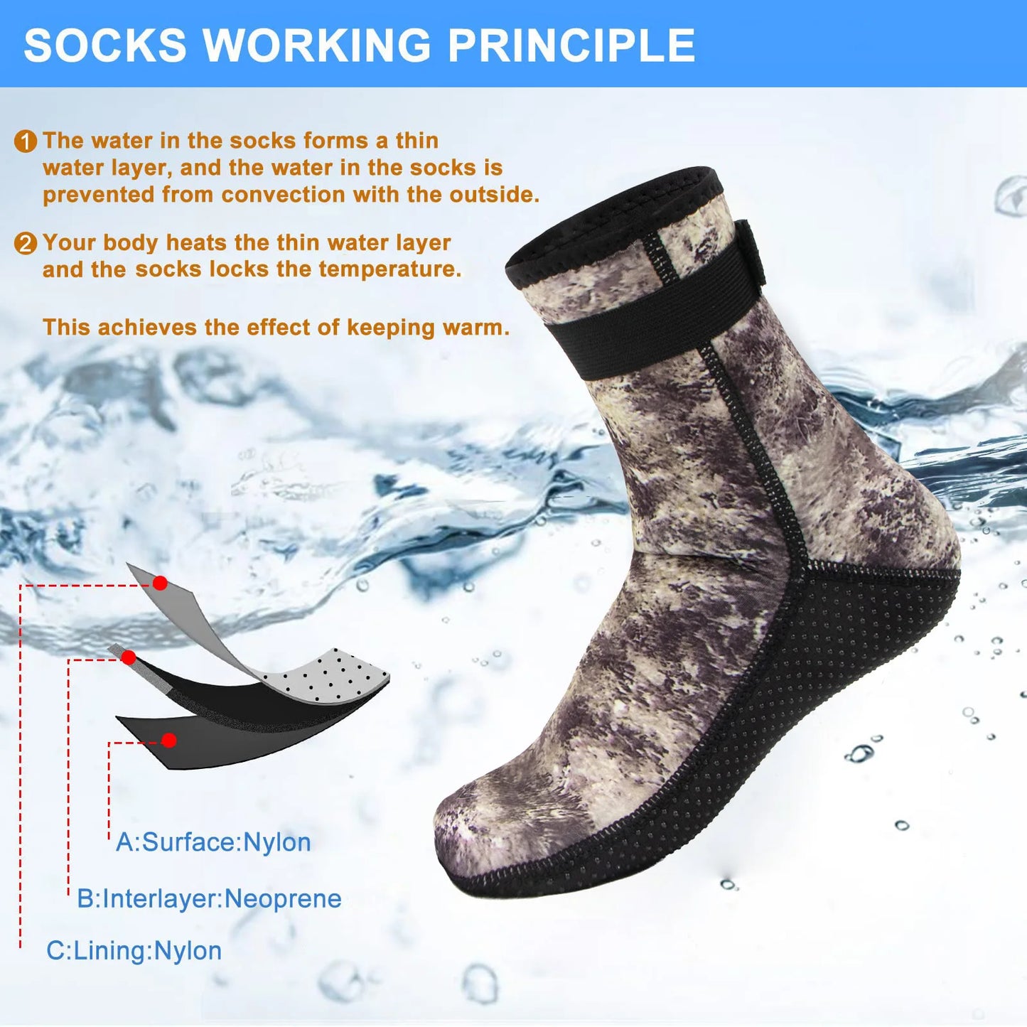 HookUpCo. Anti-Slip Water Socks