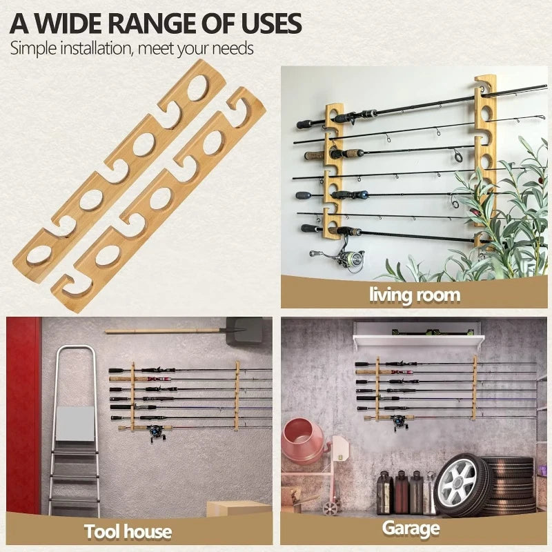HookUpCo. Wooden Fishing Rod Storage Rack - HookUpCo.