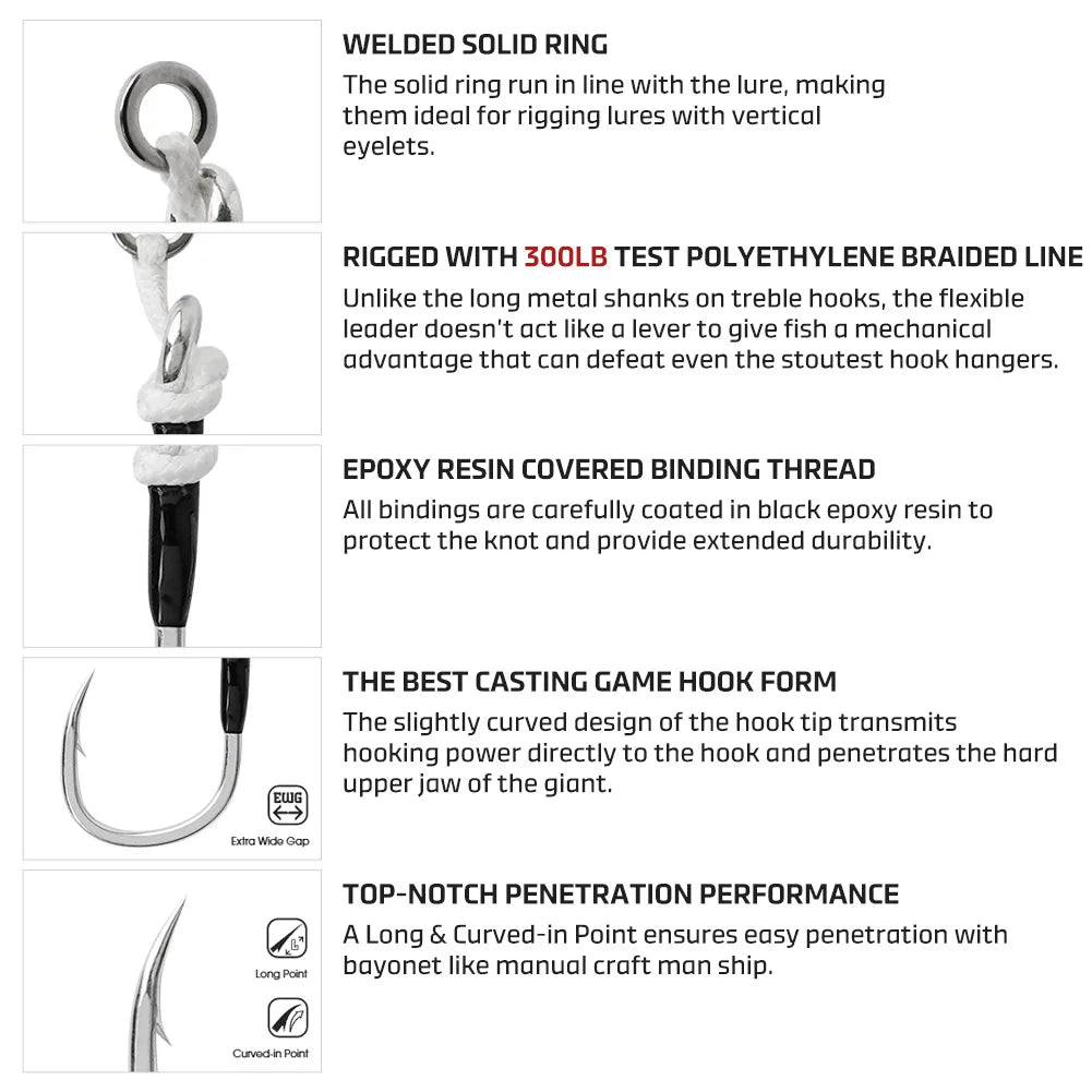 HookUpCo. Saltwater Big Game Single Assist Hook - HookUpCo.