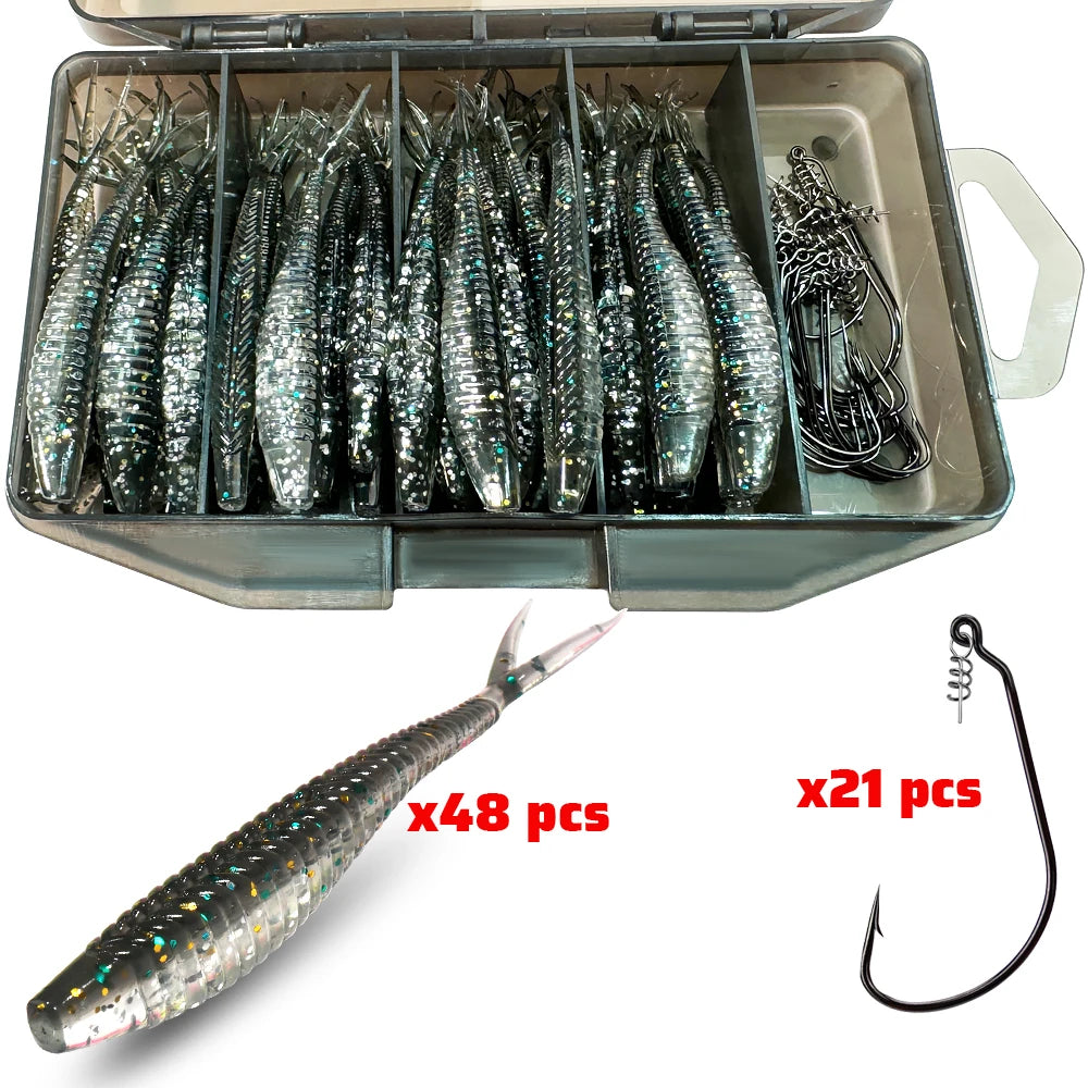 HookUpCo. 70-Piece Soft Lure Set - HookUpCo.