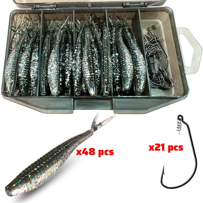 HookUpCo. 70-Piece Soft Lure Set - HookUpCo.