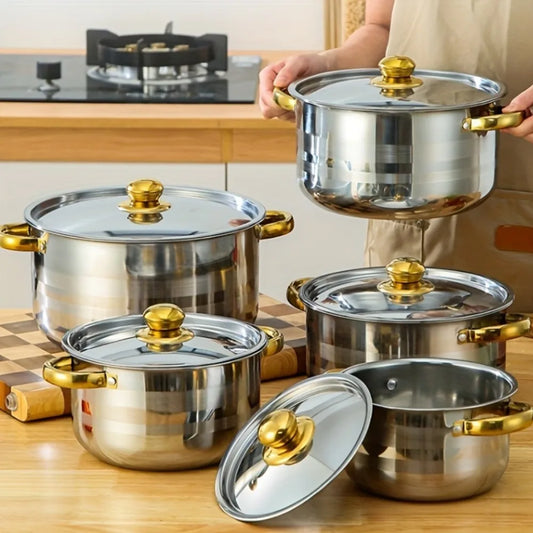 Durable 5-Piece Non-Stick Stainless Steel Cookware Set
