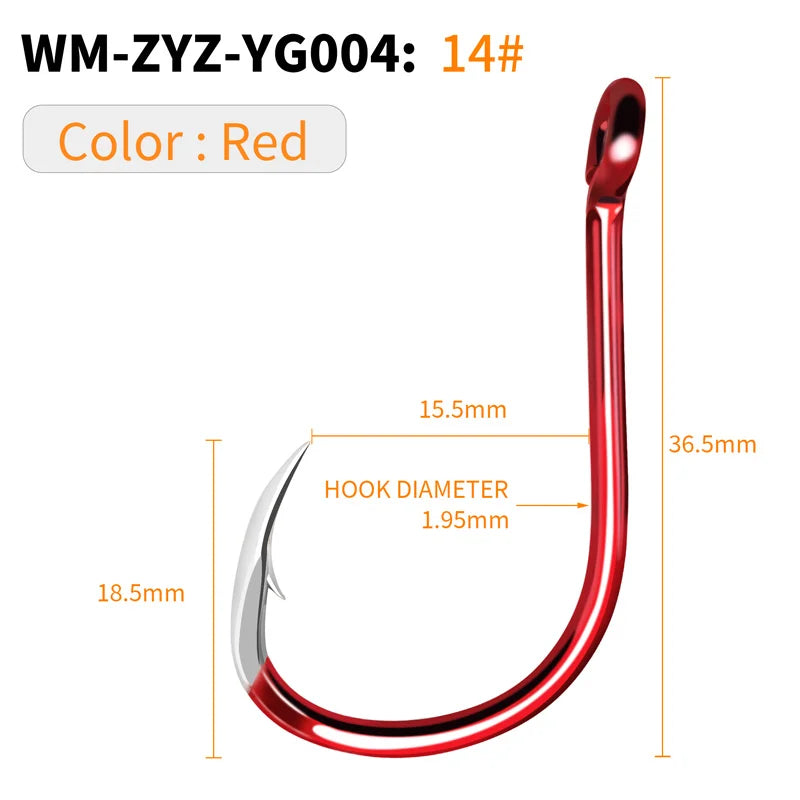 HookUpCo. Sharp Red Fishing Hooks, 16 Sizes - HookUpCo.