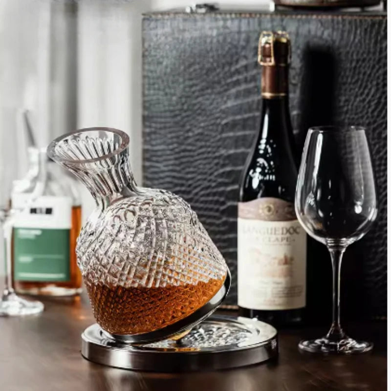 Elegant 360° Rotating Crystal Wine Decanter