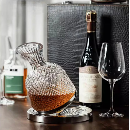 Elegant 360° Rotating Crystal Wine Decanter