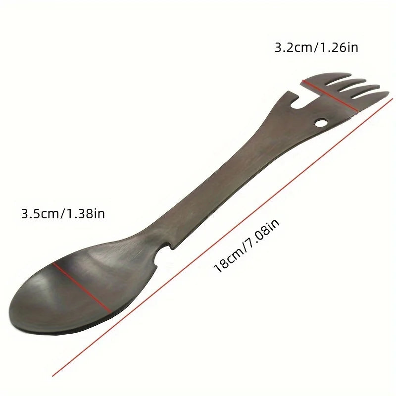 5-in-1 survival tool with dark metal handle, red lines, and multi-function blade head.