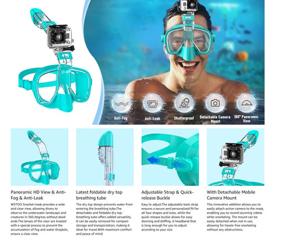 Diving Snorkeling Half Face Anti Fog Swimming Facemask Snorkel Set