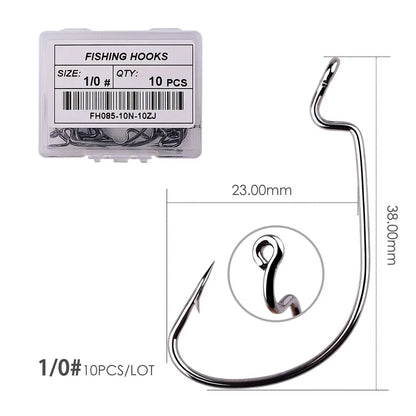 HookUpCo. 10pc Crank Hooks for Carp Fishing - HookUpCo.