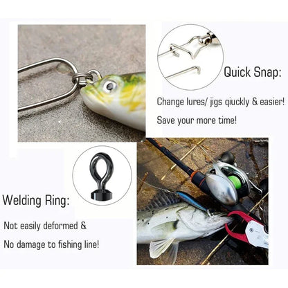 Durable Stainless Steel Fishing Swivel Kit 50-200Pcs