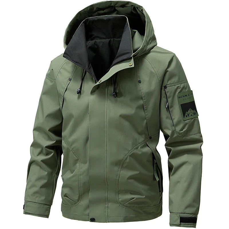 Men's Waterproof Softshell Windbreaker Jacket with Hood