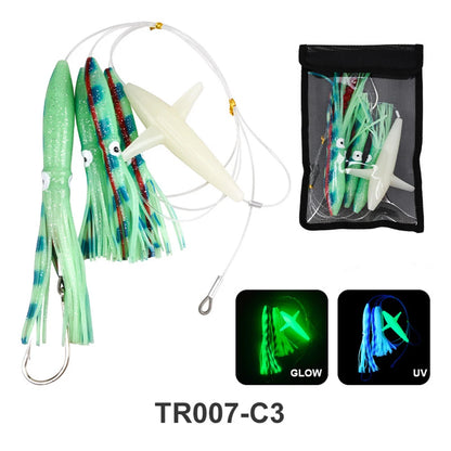 HookUpCo. 9" Rigged Squid Lures for Big Game Fishing - HookUpCo.