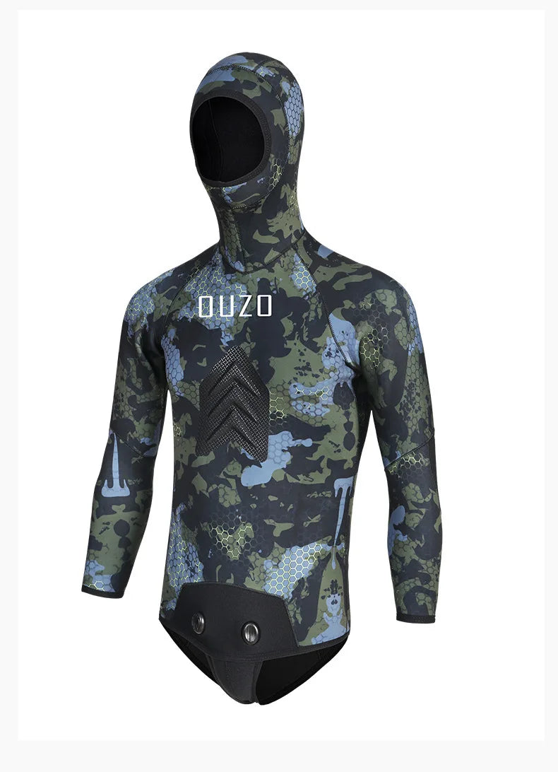 NEW 5mm Camouflage Wetsuit 3mm Long Sleeve Fission Hooded 2 Pieces Of Neoprene Submersible Men's Camouflage wetsuit