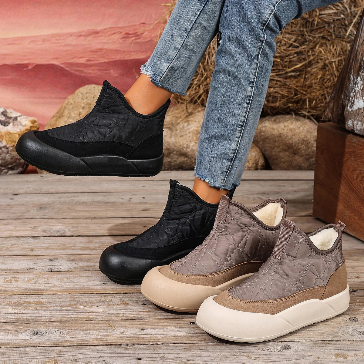 Cozy Fleece-Lined Snow Boots for Women - Non-Slip Comfort