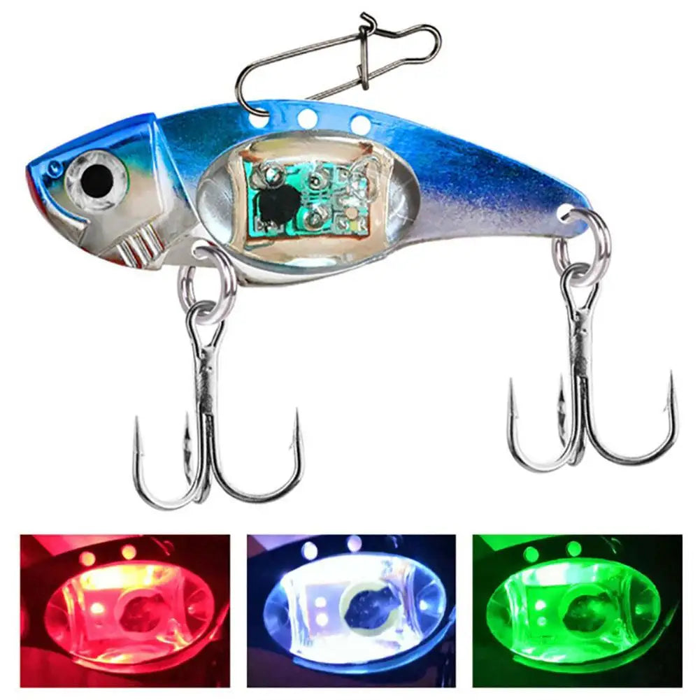 Fishing lure with LED lights on a white background