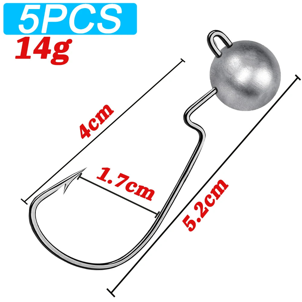 HookUpCo. Sharp Barbed Jig Head Fishing Hooks - HookUpCo.
