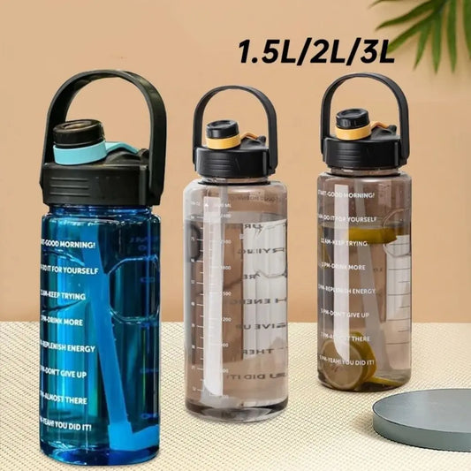 Large Capacity Leak-Proof Water Bottle with Time Markers