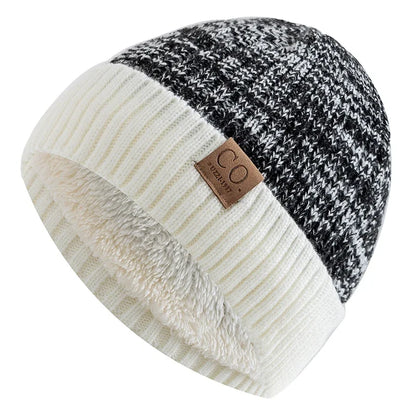 Two-Tone Fur Lined Winter Beanie Hat