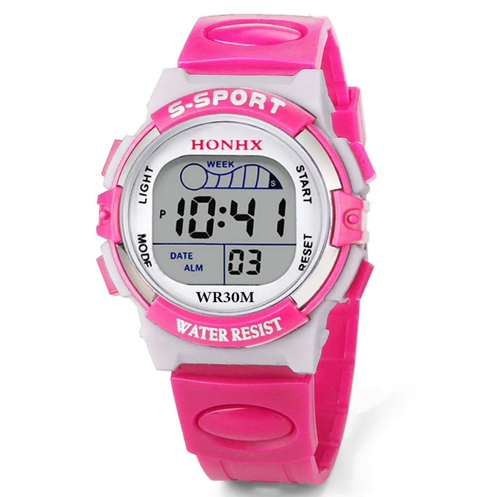Waterproof LED Sports Watch for Kids with Alarm and Date