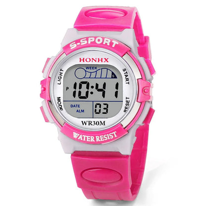 Waterproof LED Sports Watch for Kids with Alarm and Date