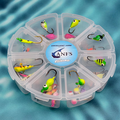 HookUpCo. Ice Fishing Jig Kit for Walleye and Bass