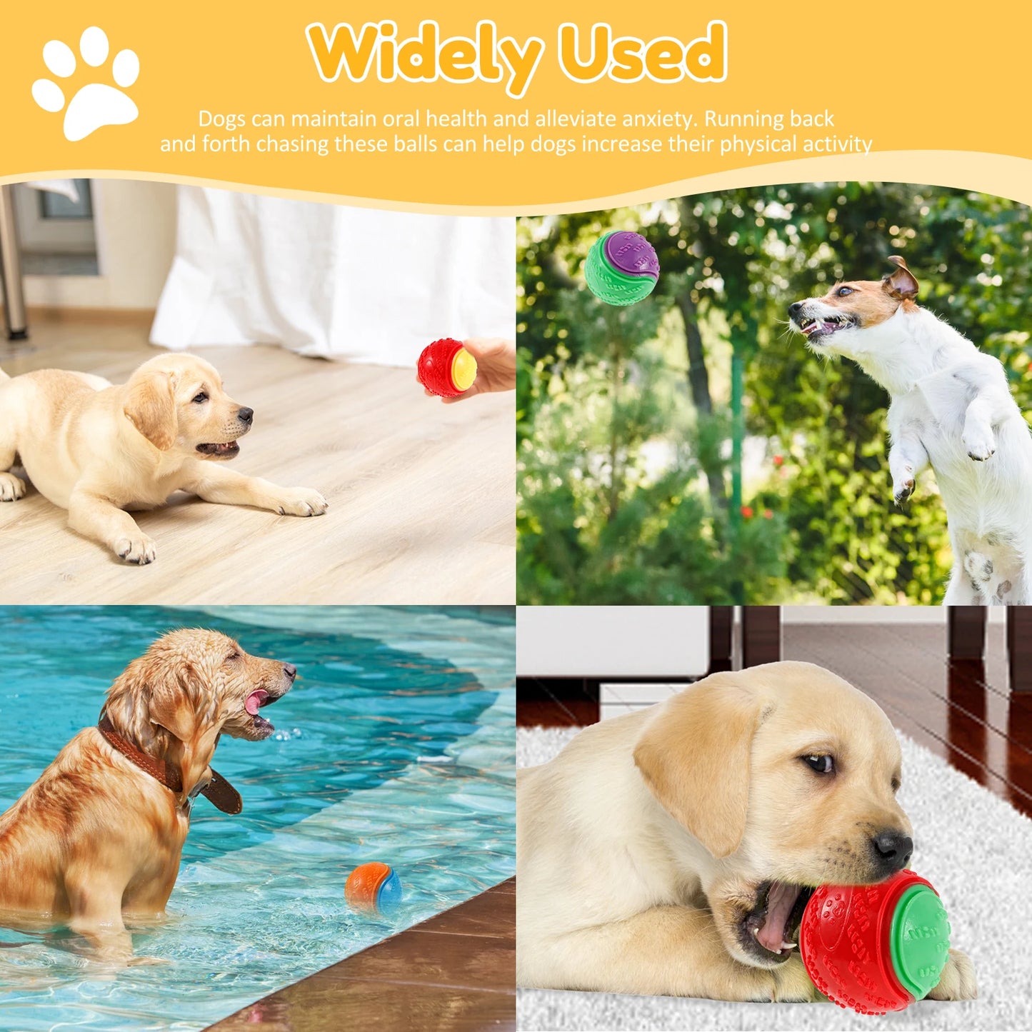 HookUpCo. 6-Pack Squeaky Dog Chew Balls