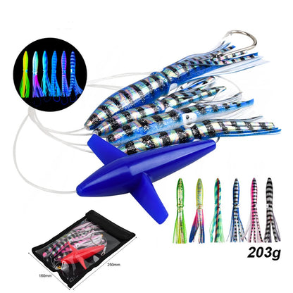HookUpCo. 9" Rigged Squid Lures for Big Game Fishing - HookUpCo.