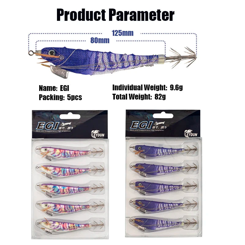 HookUpCo. Luminous Squid Jig Fishing Lures Set - HookUpCo.