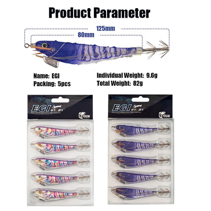HookUpCo. Luminous Squid Jig Fishing Lures Set - HookUpCo.