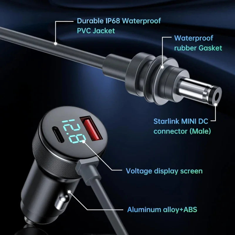 HookUpCo. Waterproof 3-in-1 Car Charger with Voltmeter - HookUpCo.