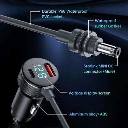HookUpCo. Waterproof 3-in-1 Car Charger with Voltmeter - HookUpCo.
