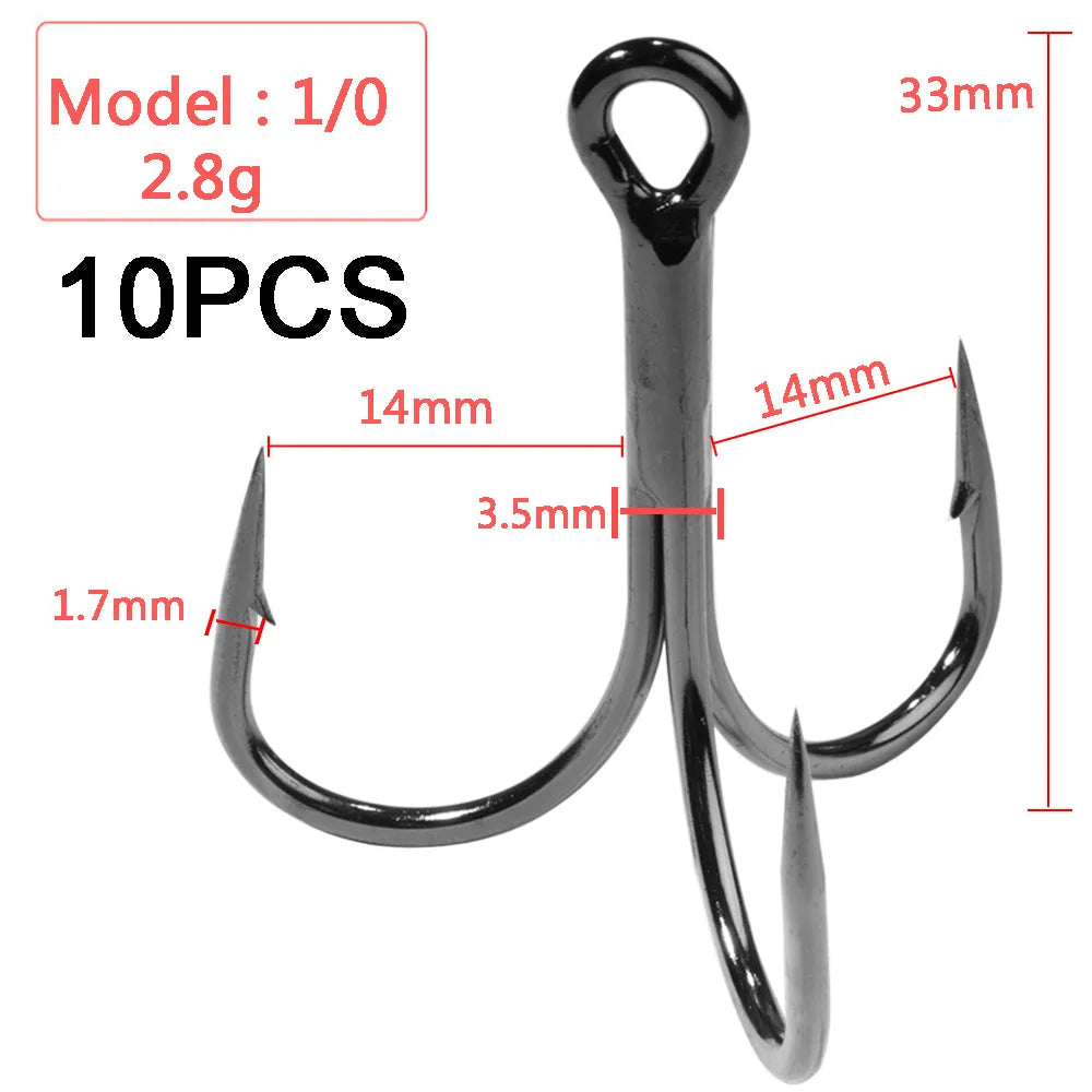 HookUpCo. Strong Carbon Steel Treble Hooks 1#-10/0# - HookUpCo.