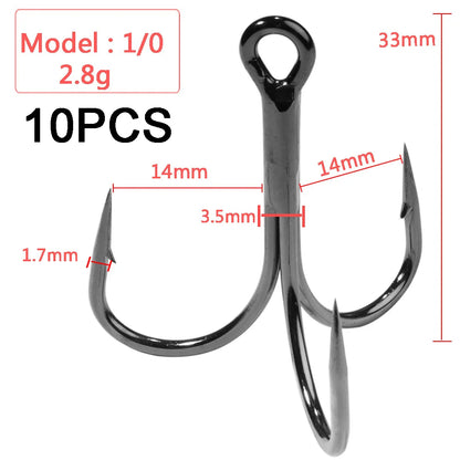 HookUpCo. Strong Carbon Steel Treble Hooks 1#-10/0# - HookUpCo.