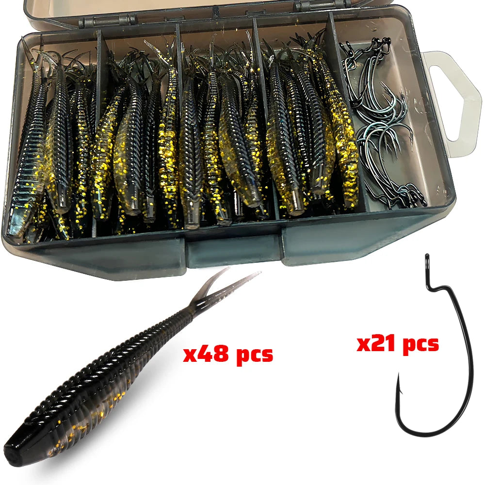 HookUpCo. 70-Piece Soft Lure Set - HookUpCo.
