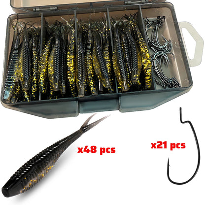 HookUpCo. 70-Piece Soft Lure Set - HookUpCo.