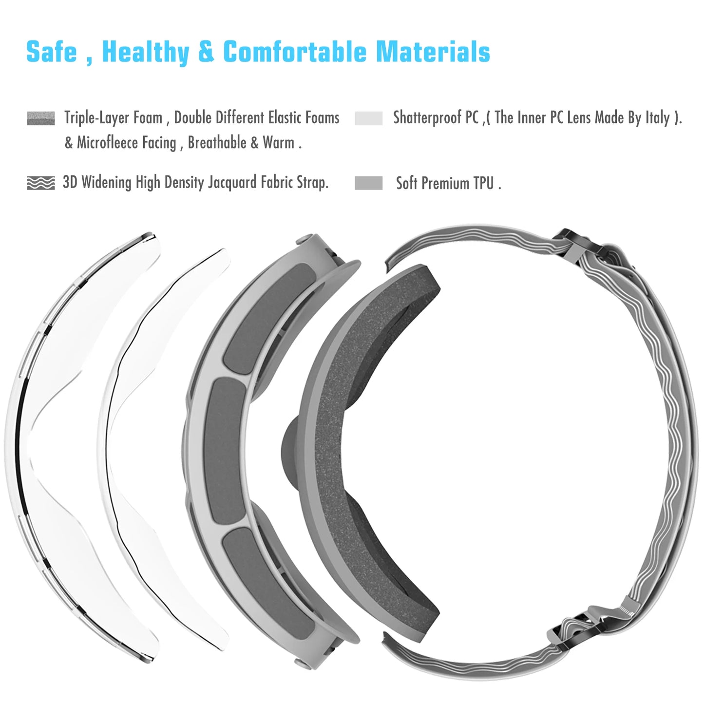 Kids Anti-Fog Ski Goggles with UV Protection and Cartoon Straps