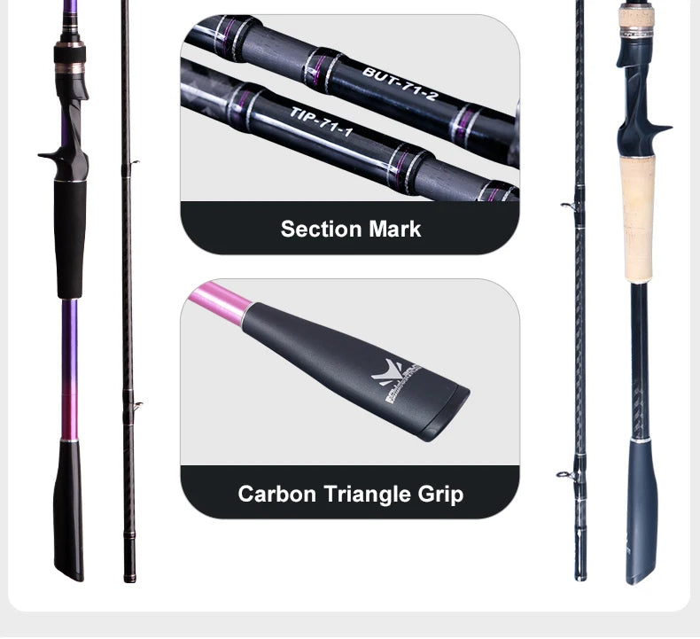 PURELURE FIAMMA Cork Handle Spinning Rod Casting Combo High Carbon Universal Long Throwing Fishing Rod FUJI Ring Fast