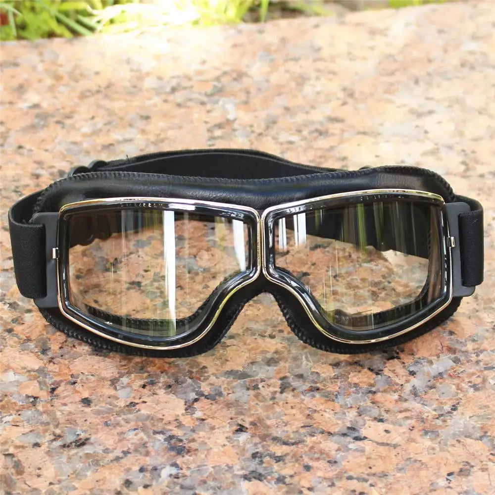 HookUpCo. Vintage Leather Motorcycle Goggles for Safety