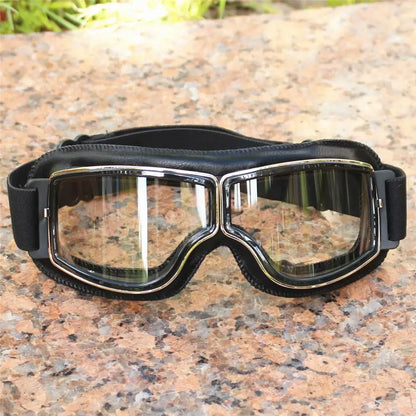HookUpCo. Vintage Leather Motorcycle Goggles for Safety