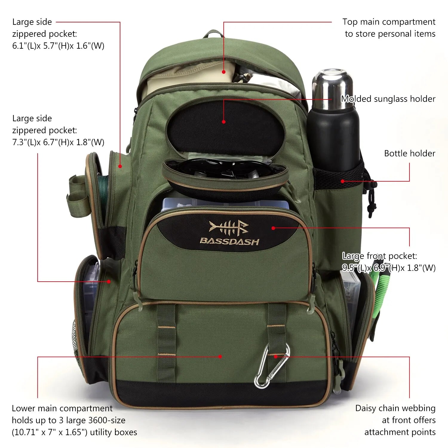 Lightweight Tactical Fishing Tackle Backpack - HookUpCo.