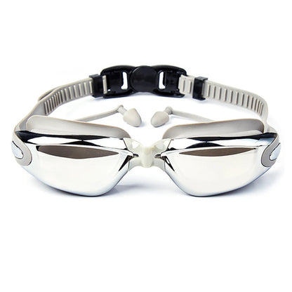 Swimming Goggles Adults Swim Glasses with Earplug Men Women Anti-fog Waterproof Swim Eyewear Pool Diving Training Race Glasses
