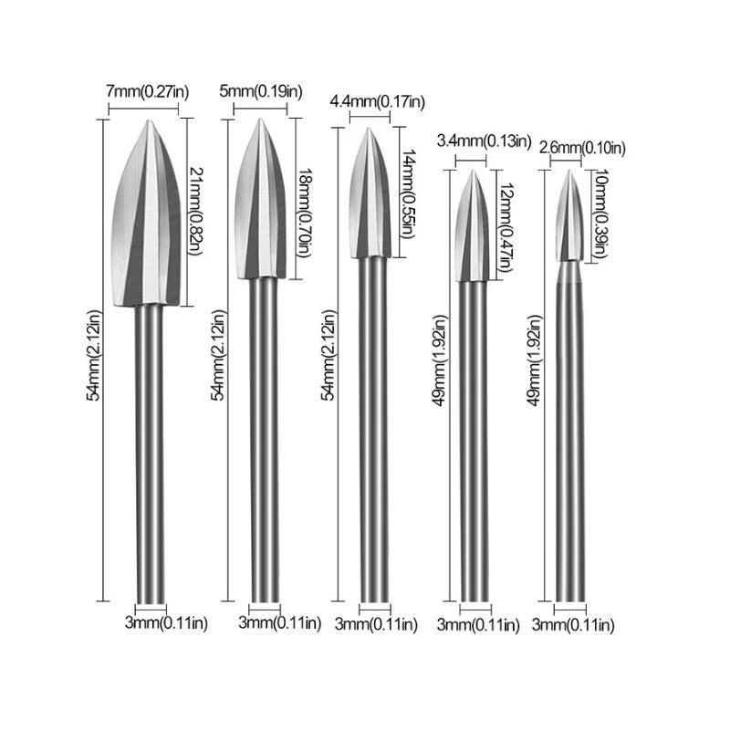 HookUpCo. Wood Carving Drill Bits Set 5 Pcs