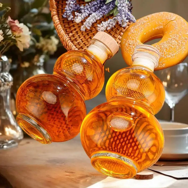 Heat-Resistant Borosilicate Glass Gourd Bottle with Lid