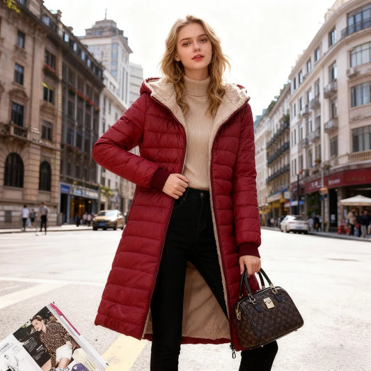 HookUpCo. Women's Slim Fit Hooded Cotton Parka Jacket