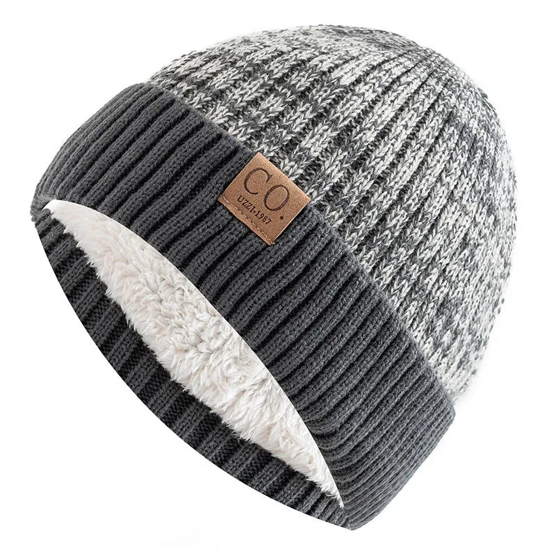 Two-Tone Fur Lined Winter Beanie Hat
