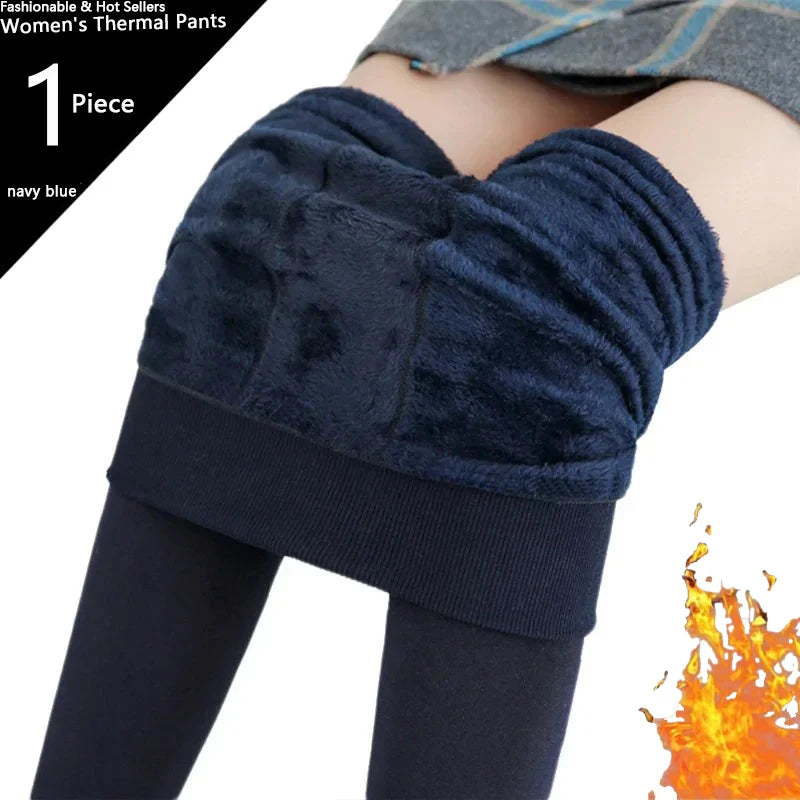 Warm High Waist Velvet Leggings for Women - Casual Comfort