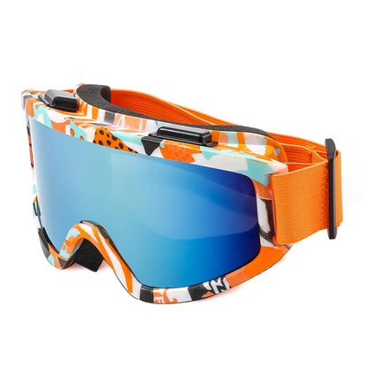 Large Frame Ski Goggles with Colorful Anti-Glare Lens